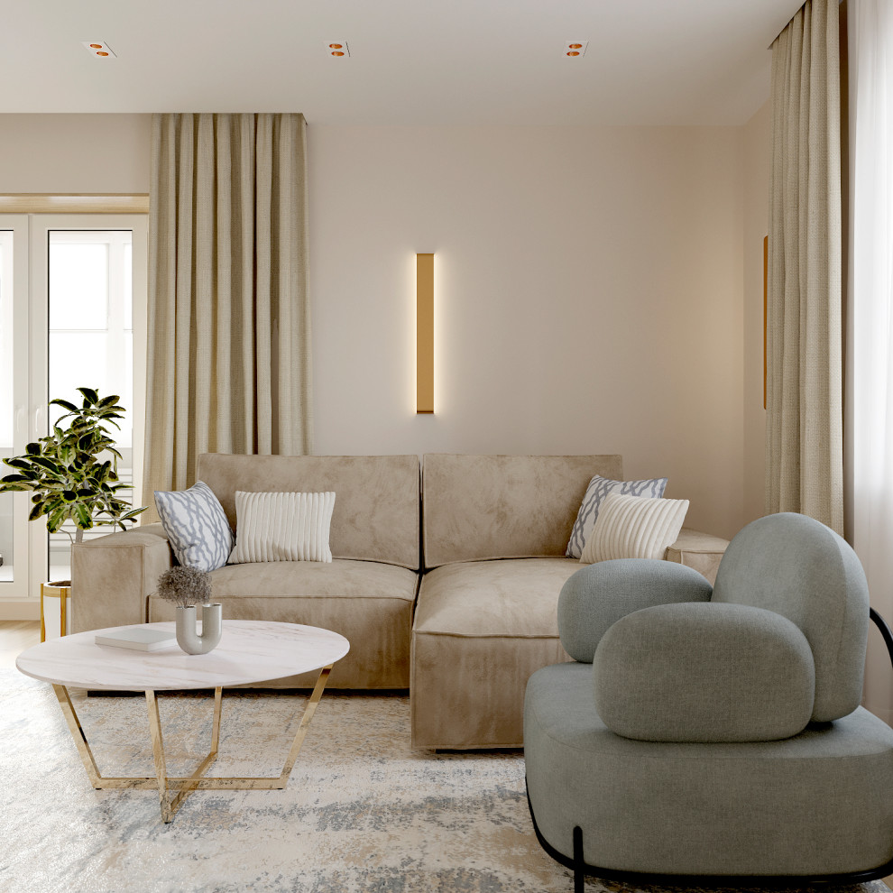 Четырех-комнатная квартира в светлых тонах.