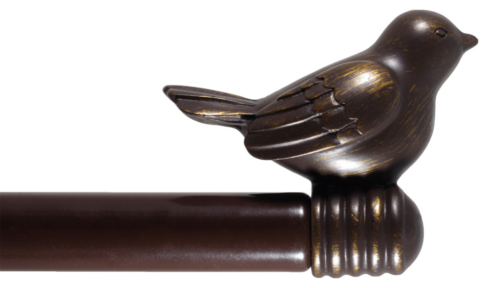 3/4" Bird Adjustable Curtain Rod, Bronze With Gold, 28"-48"