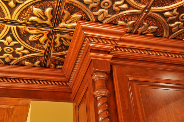 Tin Ceiling With Intricate Trim Detail American