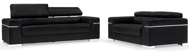 Black Angelo Suede Sofa With Loveseat 2 Piece Set Contemporary Black Angelo Suede Sofa With Loveseat 2 Piece Set