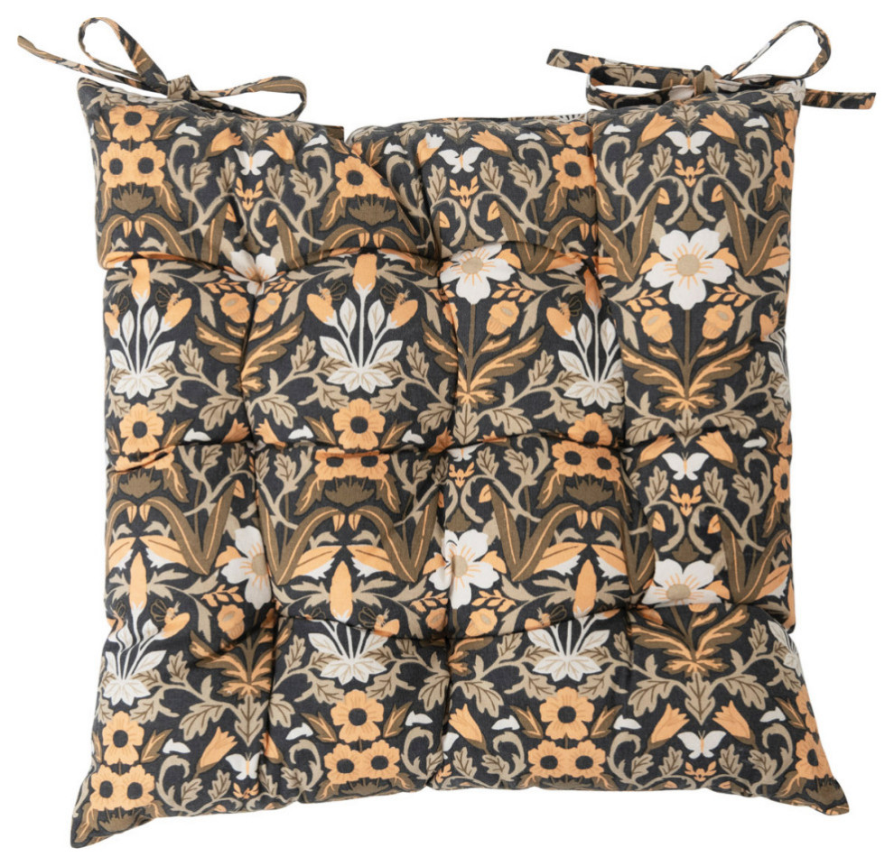 Cotton Printed Chair Cushion With Floral Pattern Seat Cushions by Creative Coop Houzz