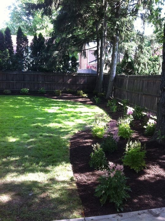 Inspiration for a mid-sized traditional backyard formal garden in Cleveland with mulch.