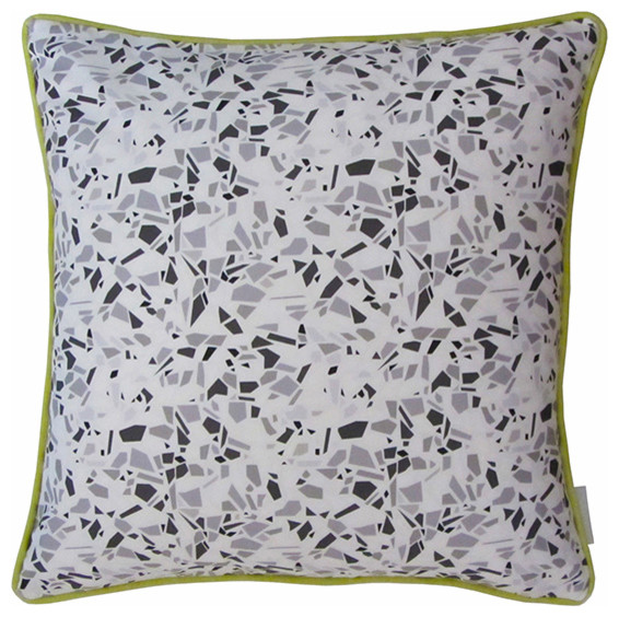 Terrazzo Print Cushion, Black and Grey