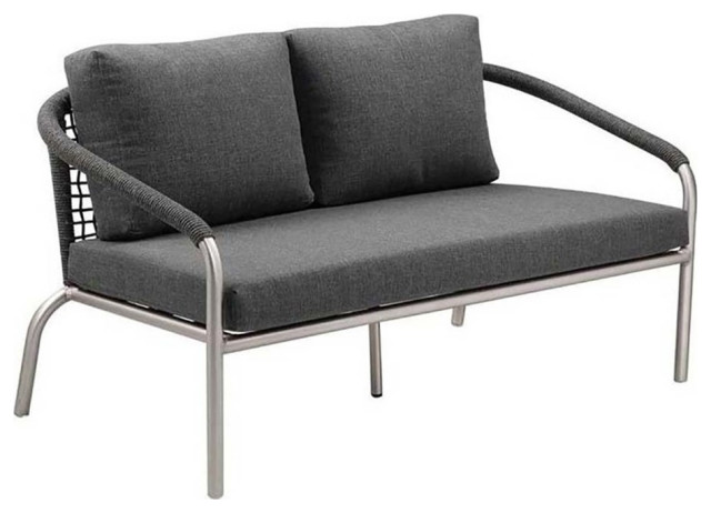 Pangea Home Chelsea Two Seater Modern Aluminum Sofa in Slate Gray