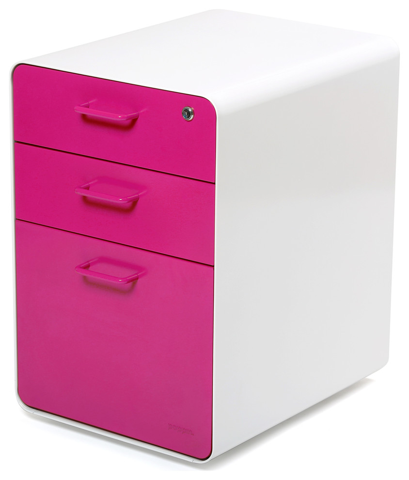 West 18th File Cabinet, White/Pink