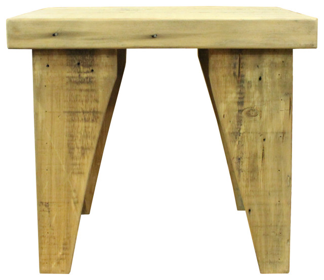 Raw Wood Rustic Handmade Finish Rectangular Wood Stool Table Hcs5603