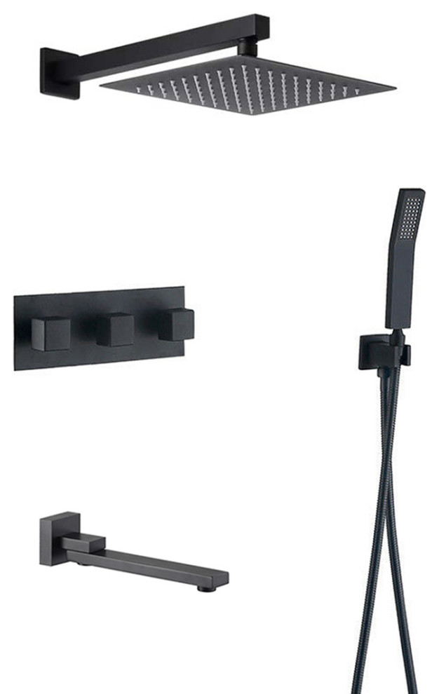 Wall Mounted Complete Shower System With RoughIn Valve & Swivel Tub