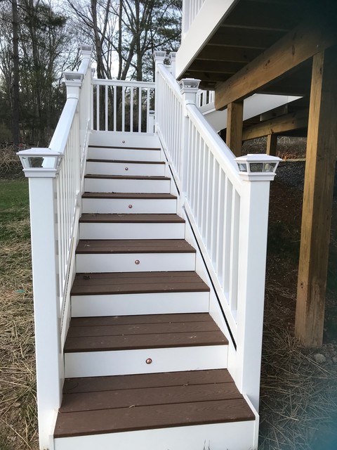 Custom Designed Deck Vinyl Railings Solar Post Caps Stair