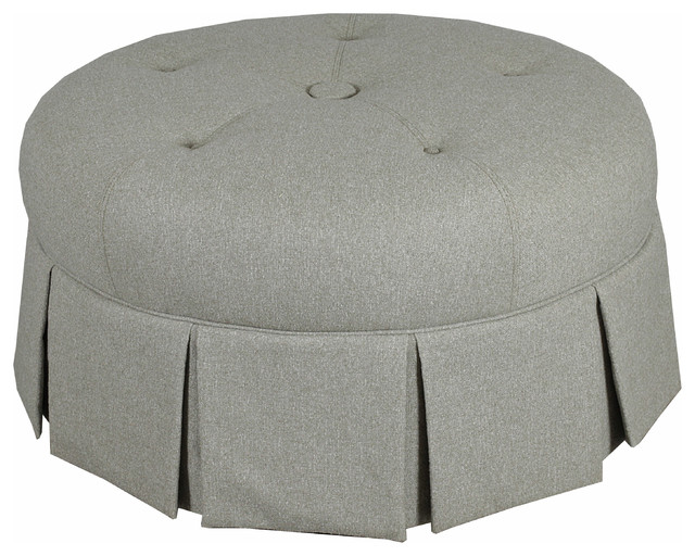 Ava Round Pleated Upholstered Ottoman Traditional Footstools And
