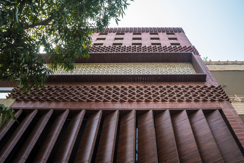 Photo of a world-inspired house exterior in Delhi.