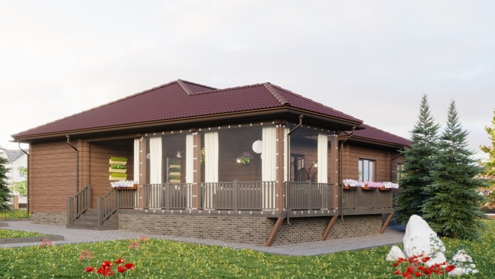 Терраса в загородном доме из бруса