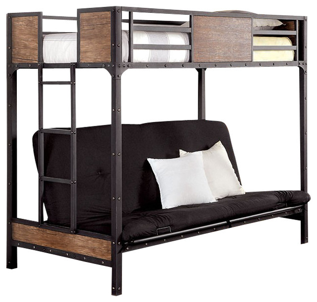 South Bank Twin Over Futon Bunk Bed, Industrial Bunk Beds