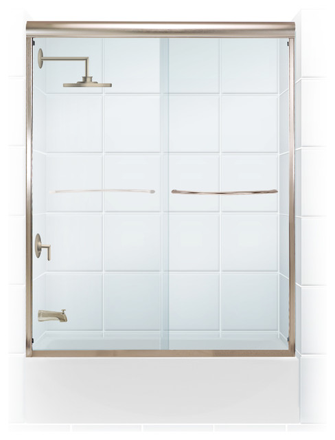Coastal Paragon 25 Sliding Tub Shower Door Brushed Nickel 52 54 X58