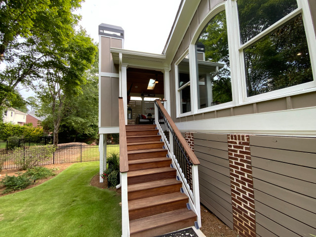 Open Porch with Fireplace in Suwanee, GA veranda