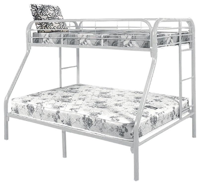 Twin Over Full Metal Bunk Bed, White