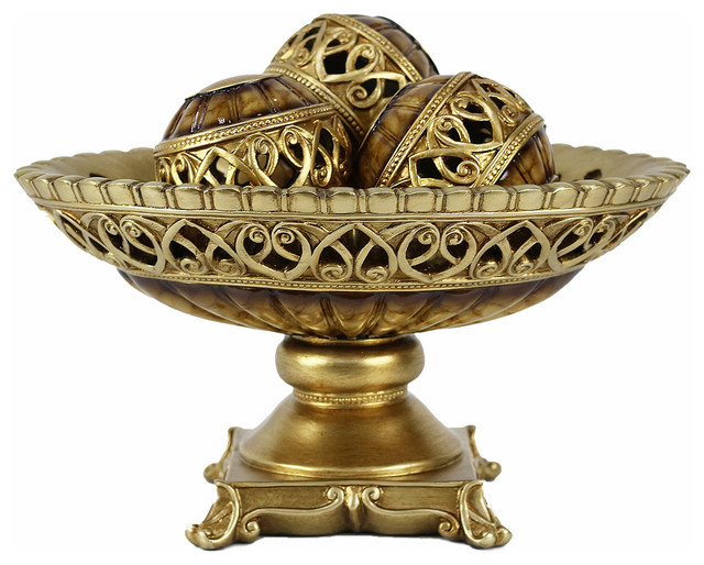 Rossetta Collection 4 Piece Bowl With 3 Orbs Set Traditional