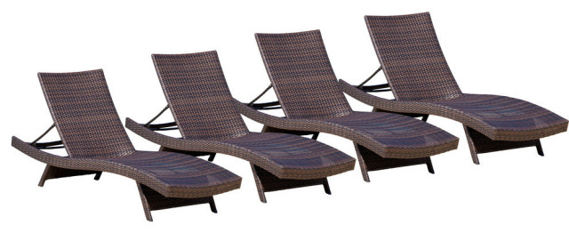 Lakeport Outdoor Adjustable Chaise Lounge Chairs, Set of 4