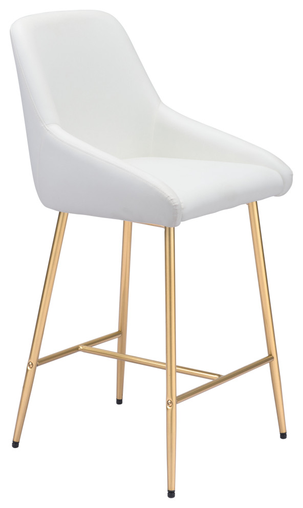 Mira Counter Chair White & Gold Midcentury Bar Stools And Counter