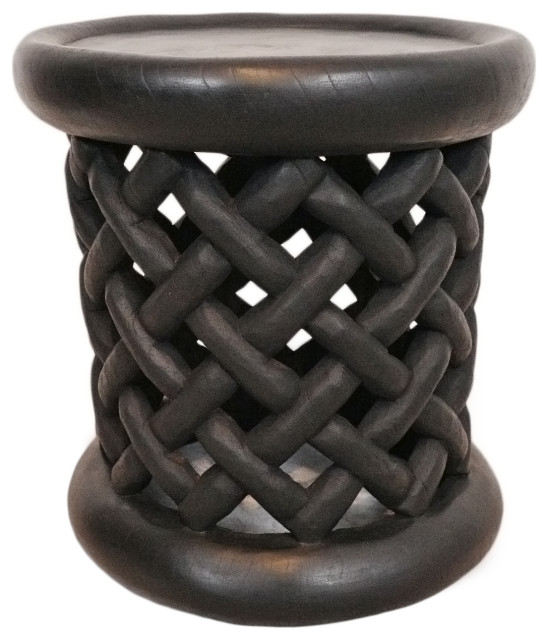 Consigned Basket Weave Bamileke Stool - Transitional - Accent And