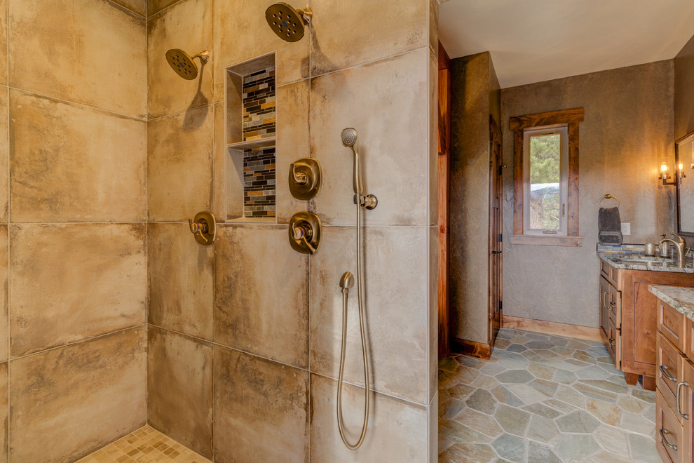 Example of a mountain style bathroom design in Denver