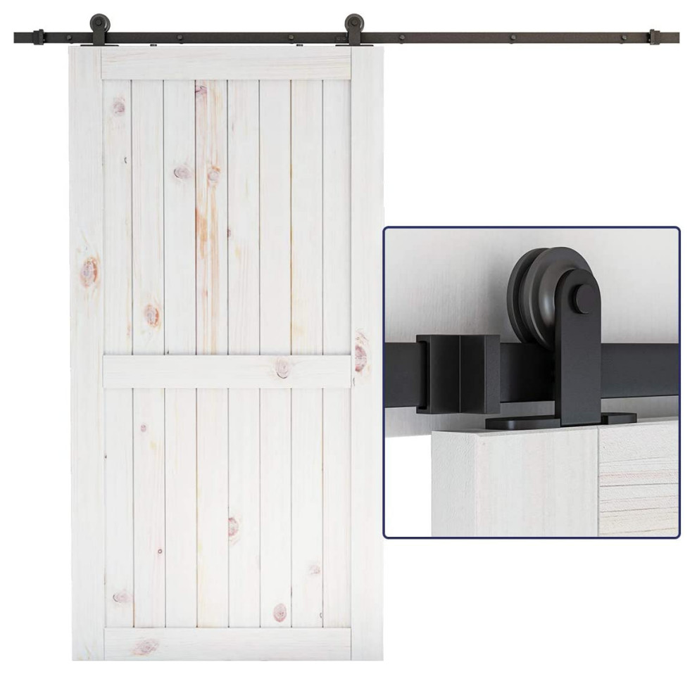 ZEKOO Top Mount Sliding Barn Door Hardware Kit for Single Door, 6' Transitional Barn Door