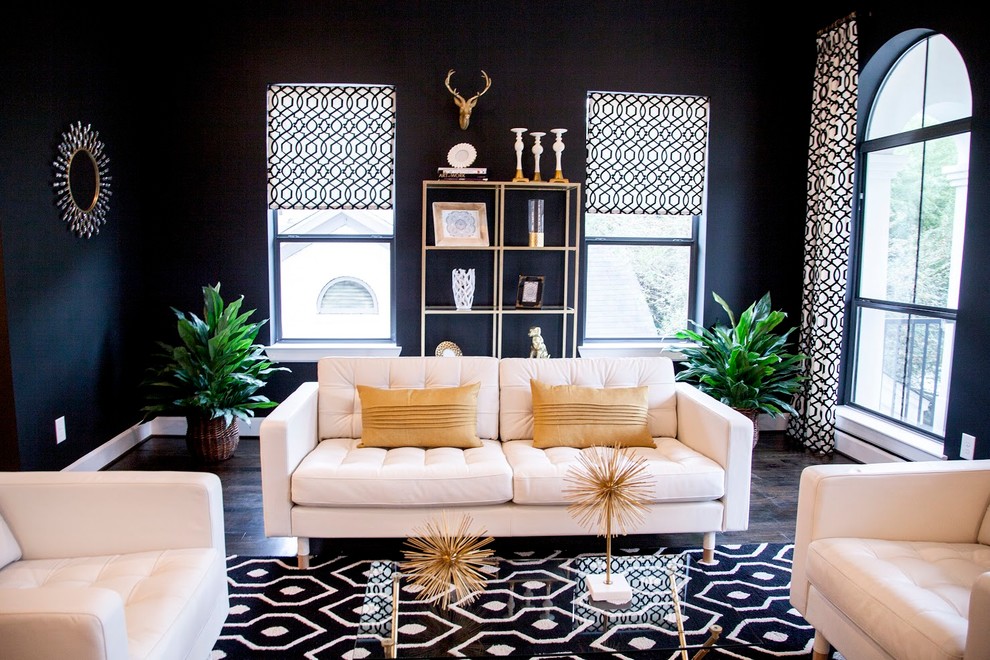 Black and White Montrose Townhome - Midcentury - Living ...