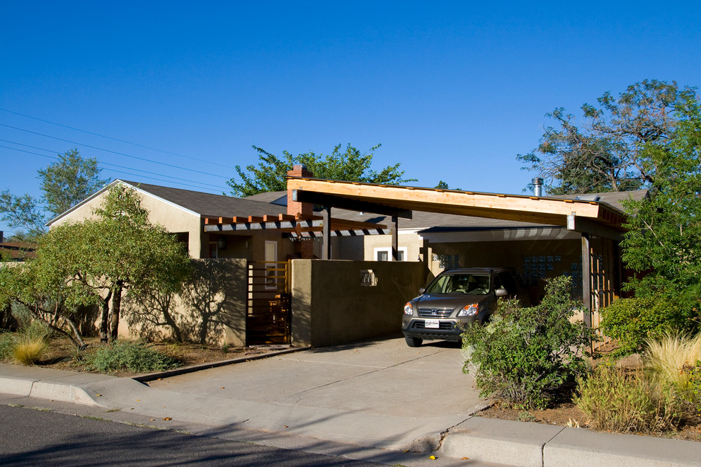 This is an example of a small transitional two-car carport in Albuquerque.