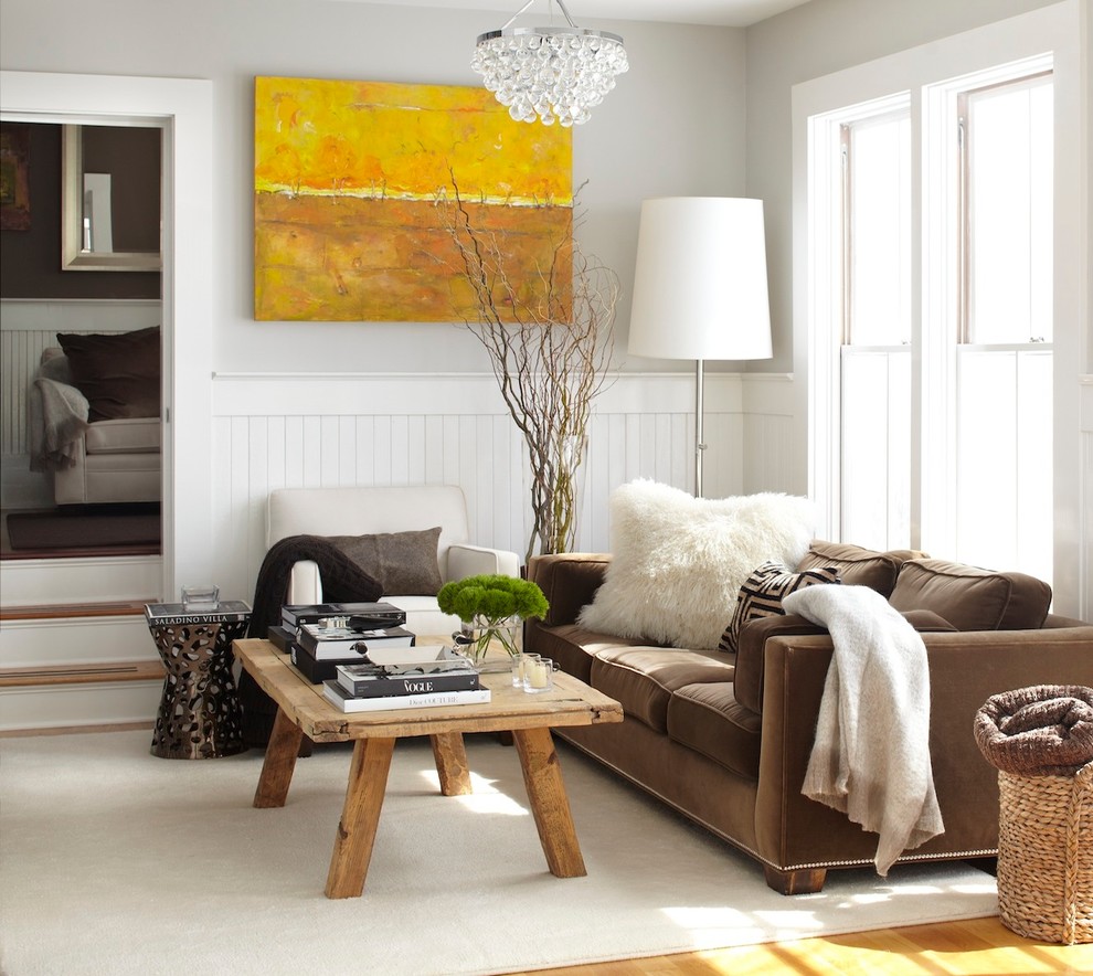 Design ideas for a country living room in San Francisco with grey walls.