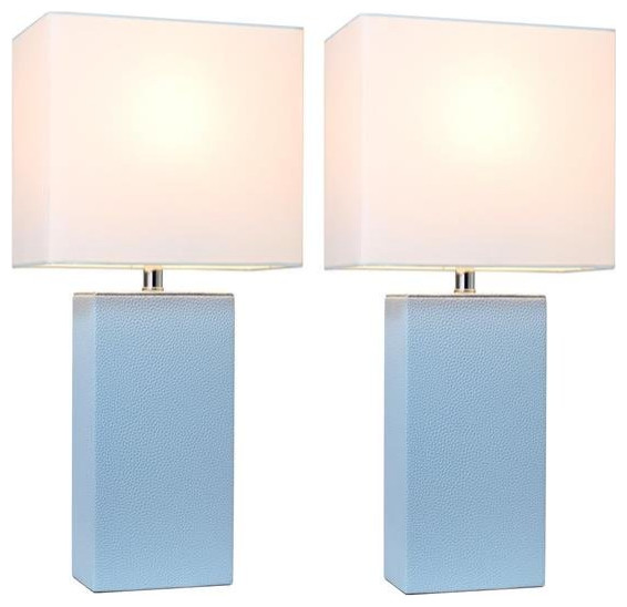 Elegant Designs LC2000-PWK-2PK Modern Leather Table Lamps, Periwinkle with