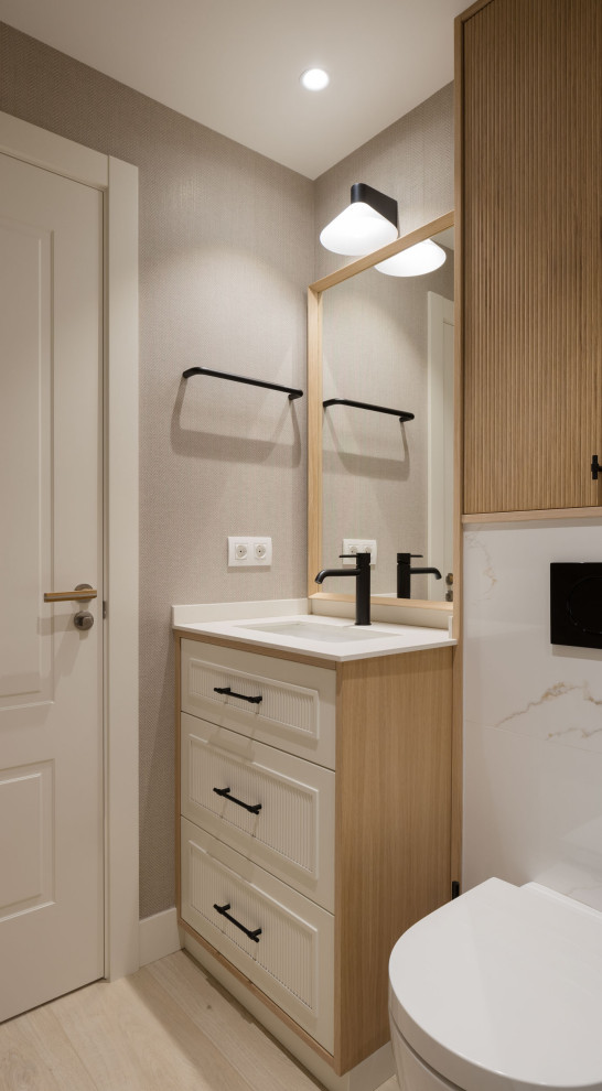 Piso en tonos beis y grises - Transitional - Powder Room - Other - by ...
