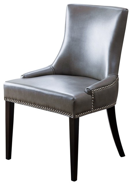Abbyson Living Newport Leather Dining Chair Gray Transitional