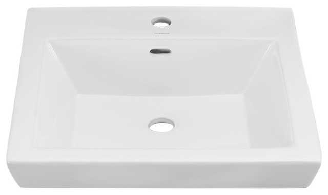 Ronbow 19 3 4 Single Bowl Rhombus Square Bathroom Vessel Sink 200480 1 Wh