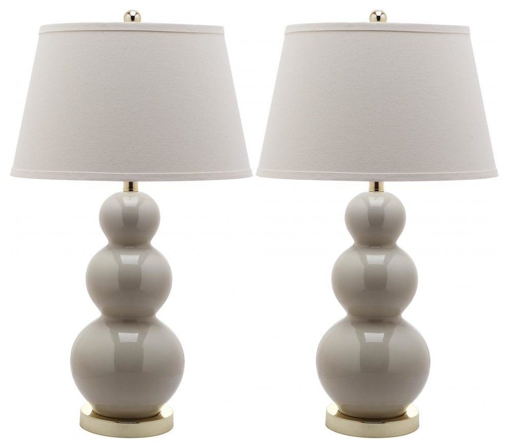 Triple Gourd Table Lamp in Light Grey Set of 2 Contemporary Lamp