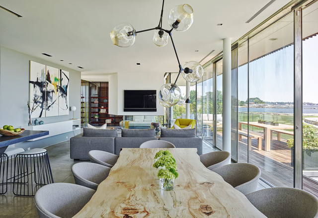 modern beach house dining room