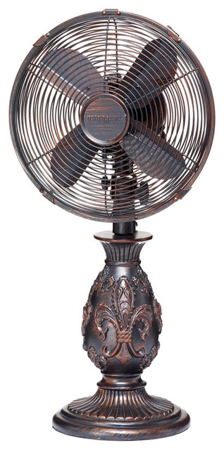 Decobreeze Fleur De Lis Copper Table Top Fan Mediterranean