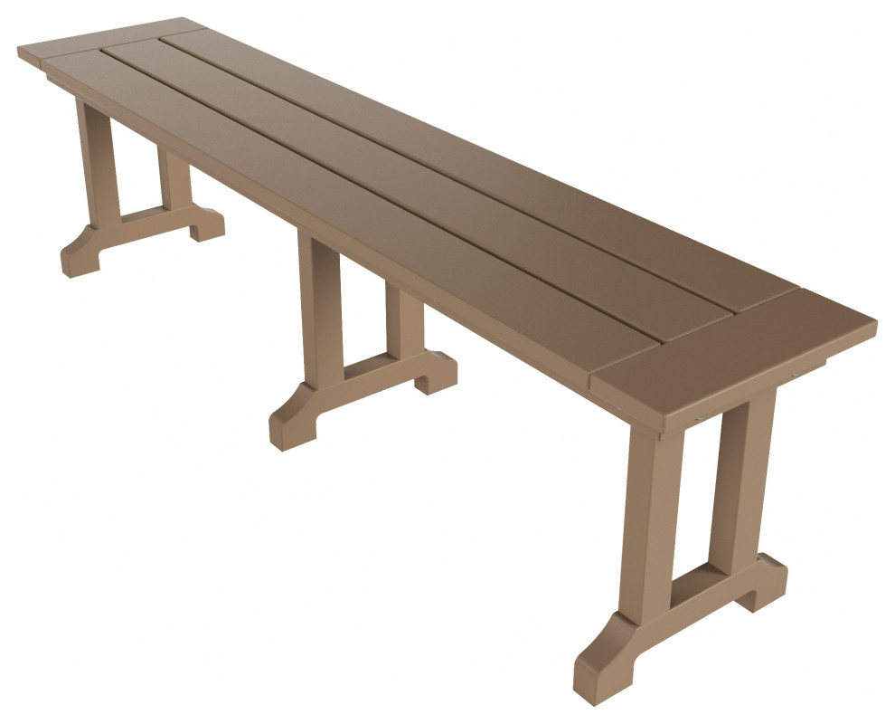WestinTrends 65" Trestle Poly Lumber Outdoor Patio Accent Bench, Picnic Bench, Weathered Wood
