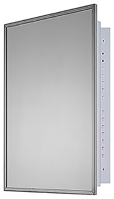 Medicine Cabinet, 24"x36", Bright Annealed Stainless Steel Frame, Recessed