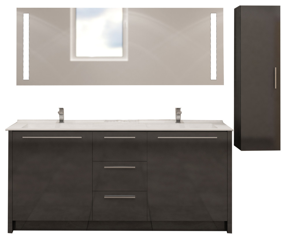 Nona Double Sink Bathroom Vanity Set With Led Mirror Nona Double Sink Bathroom Vanity Set With Led Mirror