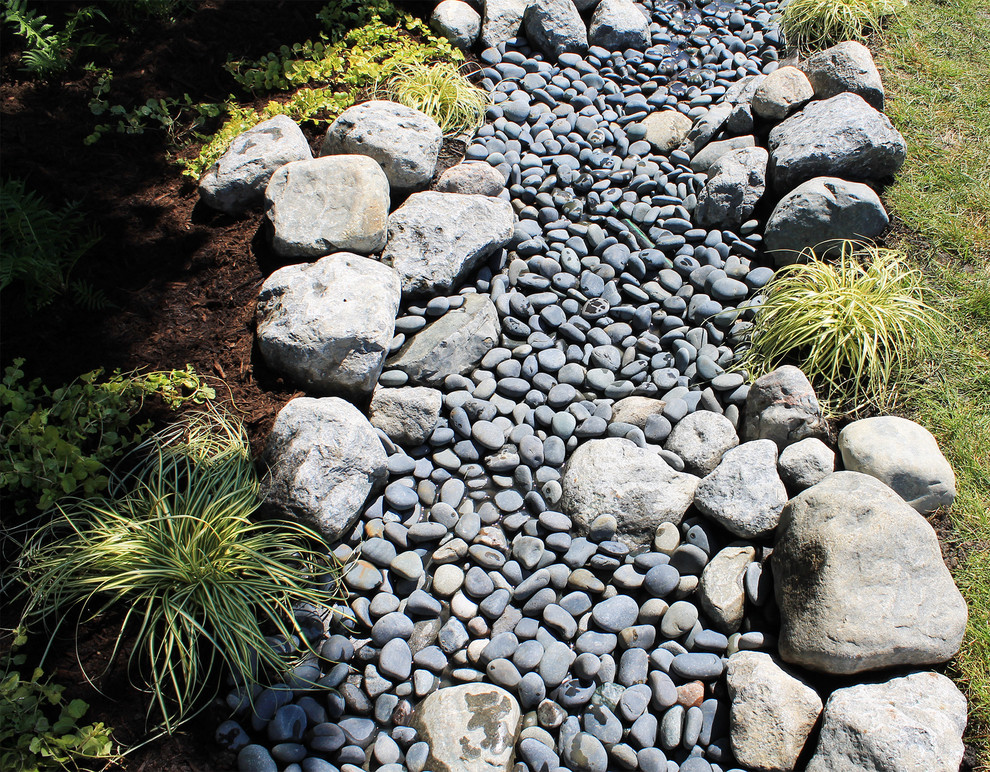 Planted Riverscape Water and Stone, Dry Riverbed Garden - Traditional - Landscape ...