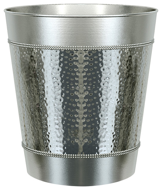 nu steel Hudson Hammered Mirror Wastebasket Contemporary