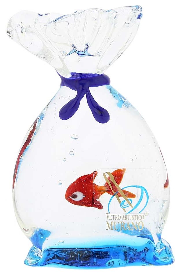 GlassOfVenice Murano Glass Aquarium Bag with Tropical Fish