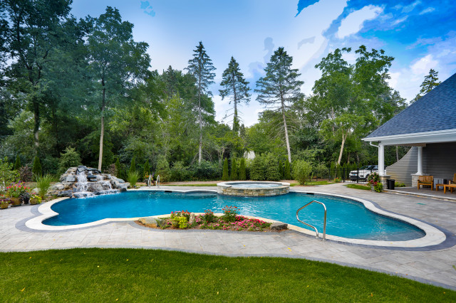 Naperville Il Freeform Swimming Pool With Raised Hot Tub Classique