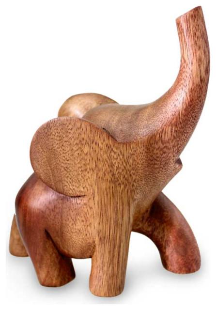 NOVICA Elephant Strut And Wood Sculpture