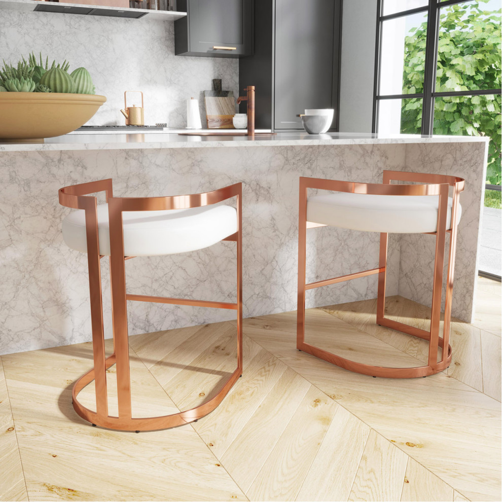 Clarence Bar Stool, Rose Gold Contemporary Bar Stools And Counter