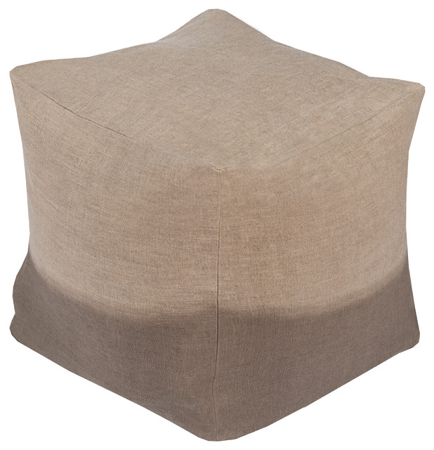 Dip Dyed Cube Pouf, Neutral - Contemporary - Floor Pillows And Poufs - by Surya