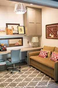 Mountain style concrete floor home office photo