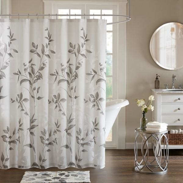 Madison Park Printed Shower Curtain With Grey Finish MP70-4610 ...