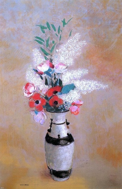 Odilon Redon Bouquet With White Lilies In A Japanese Vase Gallery Wrapped Canvas