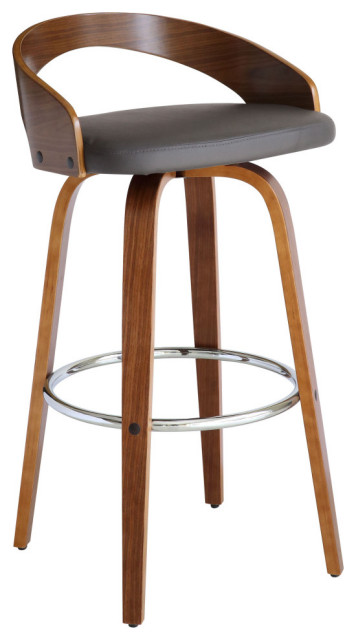 Sonia Swivel Faux Leather and Wood Stool - Midcentury - Bar Stools And ...