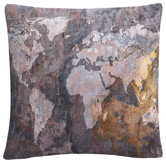 Michael Tompsett 'World Map Rock' Decorative Throw Pillow